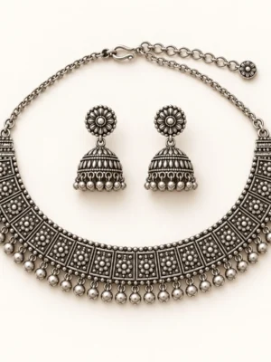 NJ-OXI-CHOKER-01 Oxidized Choker Set