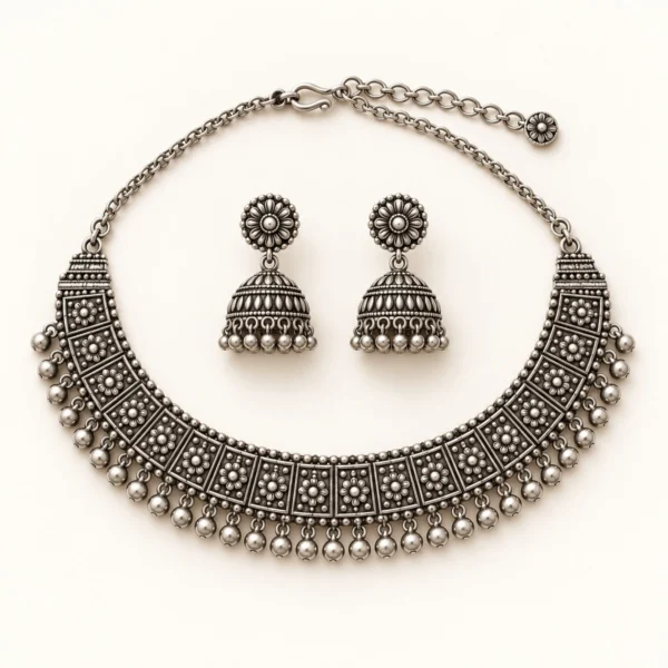 NJ-OXI-CHOKER-01 Oxidized Choker Set