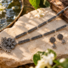 Silver Round Filigree Pendant Set