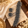 Silver Ribbed Panel Choker Set