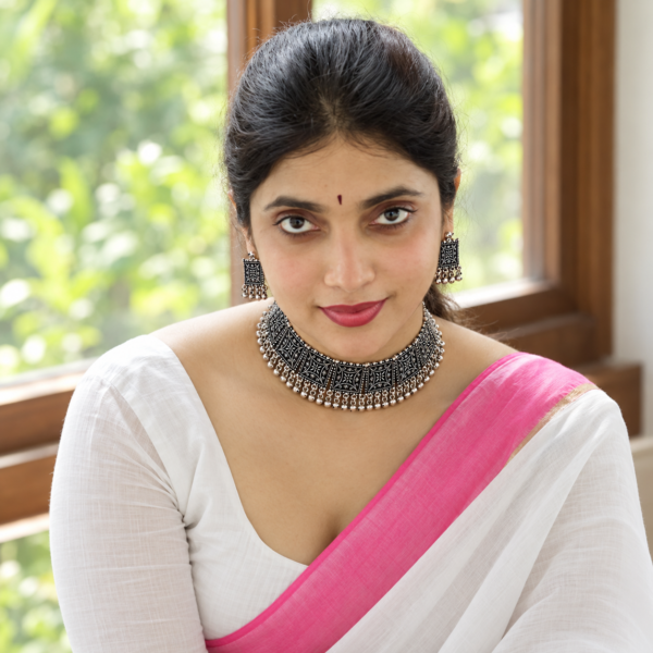 NIR-SET-0016_Model_B Silver Square-panel Choker Set